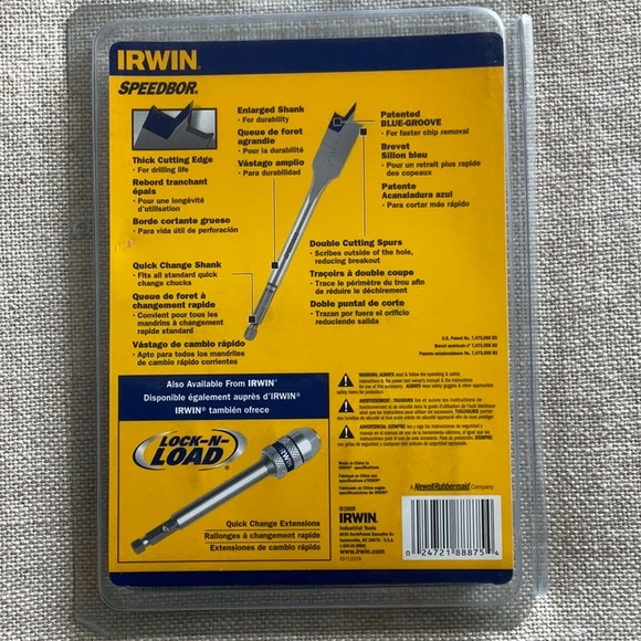 Irwin Speedbor Multiple in Dia. X 6 L Carbon Steel Spade Bit Set - Picture 2 of 2